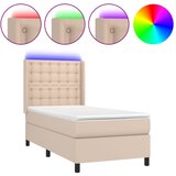 vidaXL Box spring postelja z vzmetnico LED kapučino 80x200cm um. usnje, (20898425) Cene