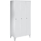 Wolf Garderobna omara z nogami, VxŠxG 1850 x 900 x 500 mm, 3 predelki, svetlo siva | Shoptok.si