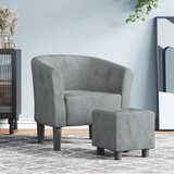  Zaobljena fotelja s tabureom tamnosiva baršunasta | shoptok.hr
