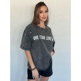 DStreet Women's T-shirt with BONGANIR graphite print | shoptok.hr