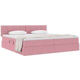  Postelja s shranjevanjem z vzmetnico Roza 200 x 200 cm Žamet, (5000107080) | Shoptok.si