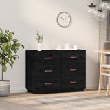 The Living Store Komoda črna 100x40x75 cm trdna borovina - Komoda, (21663435) Cene