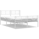 vidaXL Metalni okvir kreveta uzglavlje i podnožje bijeli 135 x 190 cm | shoptok.hr