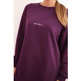 Polski Women's cotton set sweatshirt and leggings with the inscription Minimal plum | Shoptok.si