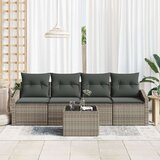 vidaXL 5 Deo Baštenska Sofa Postava sa Jastučićima Siva Poli Ratan | shoptok.hr