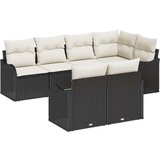  7-dijelni vrtni kauč set s jastucima Crni Poli Ratan 2-sjedalo vrtni kauč s jastucima Crni Poli Ratan | shoptok.hr