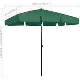  Suncobran za plažu zeleni 200 x 125 cm | shoptok.hr