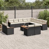  14-dijelni set vrtnih sofa s jastucima poliratan crni | shoptok.hr