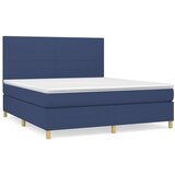 vidaXL Box spring postelja z vzmetnico modra 160x200 cm blago, (20892811) | Shoptok.si