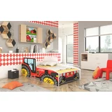 ADRK Furniture Otroška postelja Tractor - 80x160 cm - rdeča