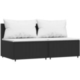 Maison Chic Vrtni sredinski kavč - Zunanji kavč z blazinami 2 kosa črn poli ratan, (22041026) | Shoptok.si