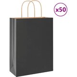 vidaXL Papirnate vrećice 50 kom s ručkama crne 26x12x35 cm Cijene