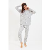 Trendyol Gray Eye Pattern Knitted Pajamas Set | shoptok.hr