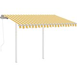  Automatska tenda na uvlačenje sa stupovima 3x2 5 m žuto-bijela | shoptok.hr