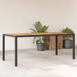 vidaXL Vrtna miza z leseno akacijevo ploščo črna 190x90x75 cm PE ratan
