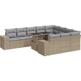 Maison Chic Seti vrtnega pohištva - Vrtna garnitura - Vrtni pohištvo set 11-delna z blazinami bež poli ratan, (21815631) | Shoptok.si
