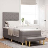 vidaXL vzmetnična postelja z vzmetnico in klopjo Taupe 100x200 cm Tkanina, (22083553) | Shoptok.si