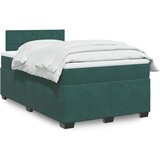 vidaXL Box spring postelja z vzmetnico temno zelena 120x200 cm žamet Cene