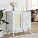 vidaXL Komoda SENJA bijela izgled ratana 80x40x80 cm masivna borovina Cijene