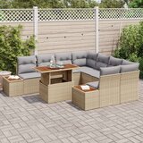  Vrtni kauč Set od 9 Bež i siva Poli ratan poliester Vrtni kauč | shoptok.hr