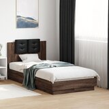 Maison Chic Posteljni okvir - Enojna postelja - Postelja za odrasle z vzglavjem rjavi hrast 90x190 cm inž. les-J9619, (21776077) | Shoptok.si