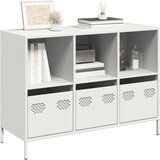 vidaXL Komoda bela 101,5x39x73,5 cm hladno valjano jeklo Cene