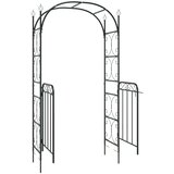 vidaXL Vrtni luk s vratima crni 108 x 45 x 235 cm čelični | shoptok.hr