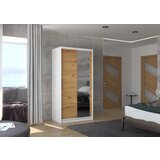 ADRK Klizni ormar s ogledalom BAROS, 100 cm - BIJELA-HRAST | shoptok.hr