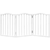 vidaXL Vrata za pse zložljiva 3 paneli bela 150 cm topolovina | Shoptok.si