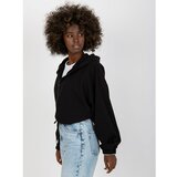 Fashion Hunters Basic black zipped sweatshirt with RUE PARIS hood Cene