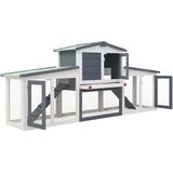 vidaXL Zunanji velik zajčnik siv in bel 201x45x85 cm les - - Siva - 19.75 - N/A - 2025- | Shoptok.si