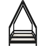  Okvir za dječji krevet crni 90 x 200 cm od masivne borovine | shoptok.hr