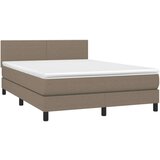  Box spring postelja z vzmetnico LED taupe 140x190 cm blago | Shoptok.si