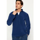 Trendyol Indigo Men's Regular/Regular Cut Standing Collar Zippered Fleece Warm Thick Sweatshirt. Cene