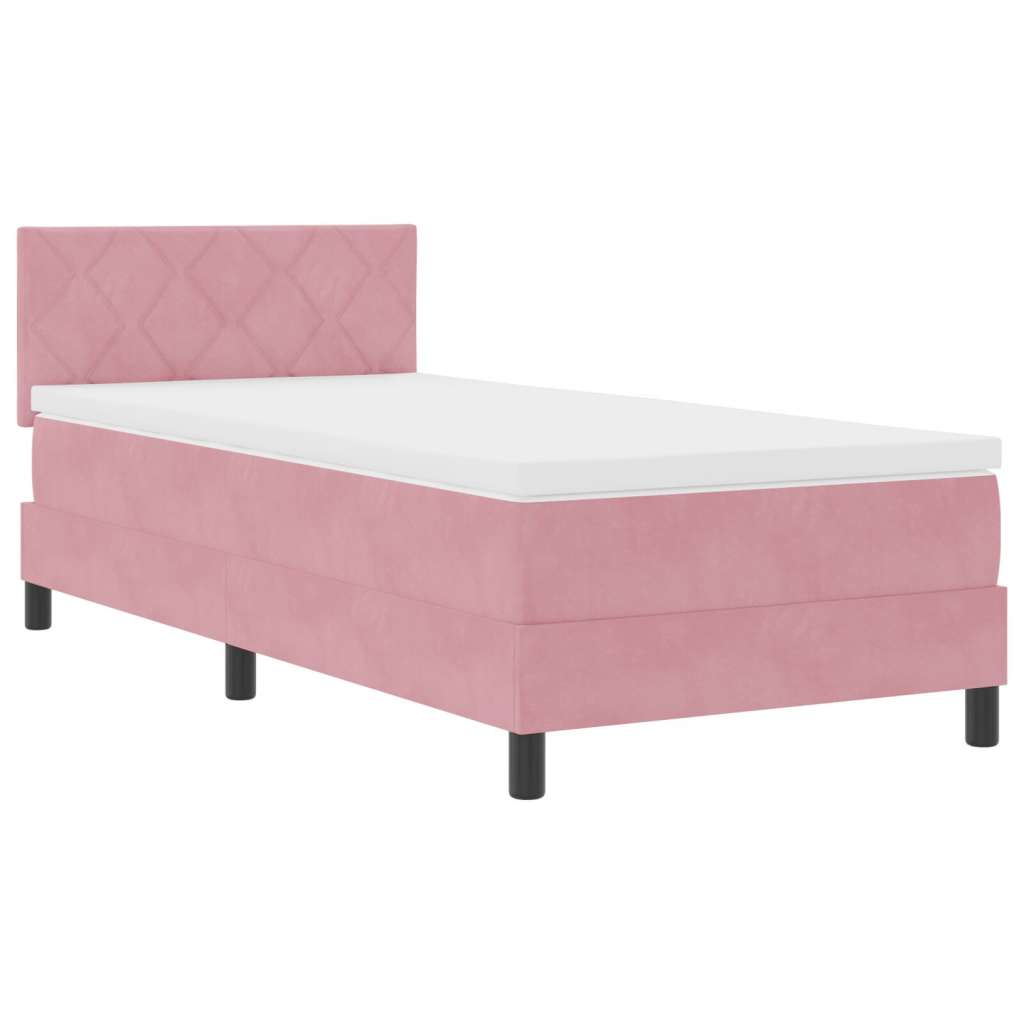 vidaXL Box Spring Postelja z Vzmetnico Roza 90x200 cm Žamet | Shoptok.si