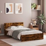  Okvir za krevet s uzglavljem i LED boja hrasta 135x190 cm | shoptok.hr
