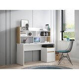CARRYHOME PISALNA MIZA umetna masa, leseni material bela, barve hrasta | Shoptok.si