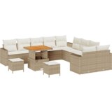  13-delni set vrtnarske kavčne garniture s blazinami bež poli ratan akacije | Shoptok.si