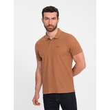 Ombre Men's BASIC single color pique knit polo shirt - brown | shoptok.hr