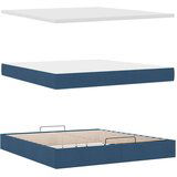 vidaXL Otomanski posteljni okvir z vzmetnico moder 160x200 cm blago | Shoptok.si