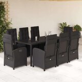 vidaXL 9-dijelni vrtni blagovaonski set s jastucima crni od poliratana | shoptok.hr