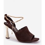 CheBello Suede stilettos with decorative bracelet 4440 chocolate | Shoptok.si