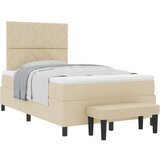 vidaXL Kutija Opružni Krevet s Madracem i Klupom Krem 120x200 cm Tkanina | shoptok.hr