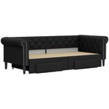 vidaXL Dnevni krevet na razvlačenje crni 90 x 200 cm od umjetne kože | shoptok.hr
