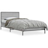vidaXL Posteljni okvir siva sonoma 90x190 cm inženirski les in kovina, (21128445) | Shoptok.si