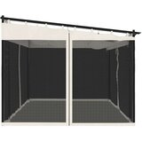 vidaXL Paviljon z mrežastimi stenami krem 4x3 m jeklo | Shoptok.si