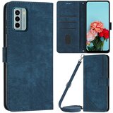 INORCO Preklopna torbica za Nokia C12 4G / C12 Pro / C12 Plus Skin-touch stojalo z natisnjenimi črtami PU usnjen denarnica ovitek za telefon, (22035297) | Shoptok.si