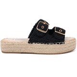 SEASTAR Black braided slippers on a platform with buckles Cene