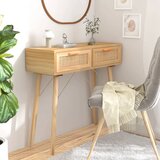 vidaXL Konzolna mizica Rjavo 80x30x75cm borovina in naravni ratan | Shoptok.si