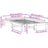  Okvir kreveta bez madraca 120 x 200 cm od masivne borovine | shoptok.hr